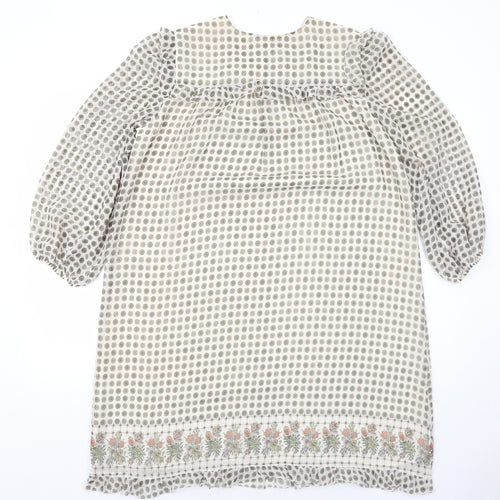Max Studio Womens Ivory Geometric Polyester Shift Size M V-Neck Button