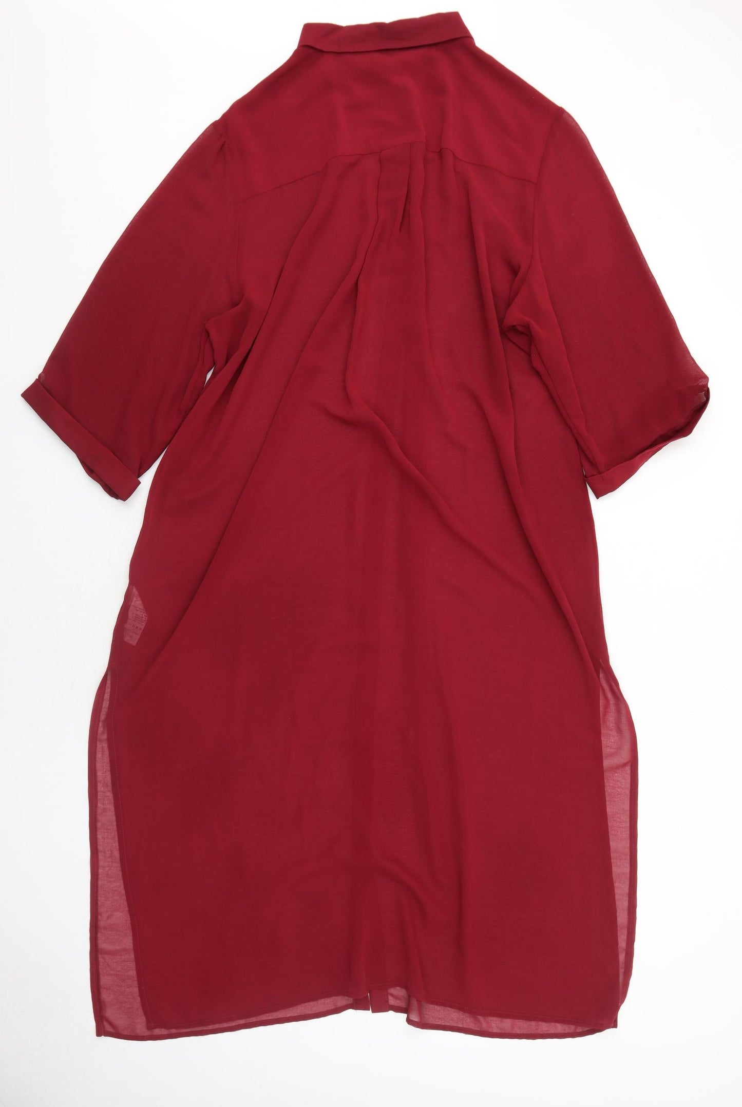 Simply Be Womens Red Polyester Shirt Dress Size 12 Collared Button