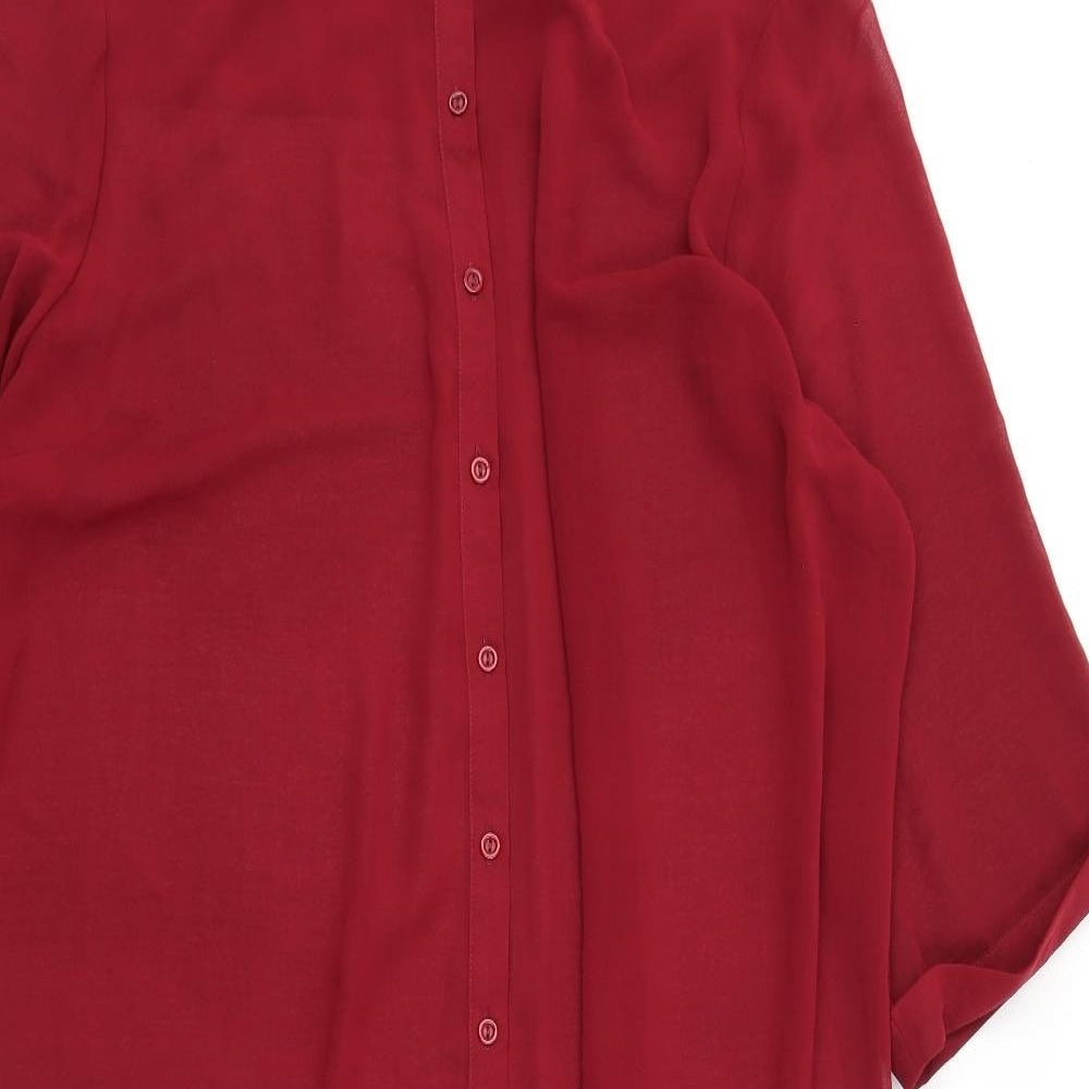 Simply Be Womens Red Polyester Shirt Dress Size 12 Collared Button