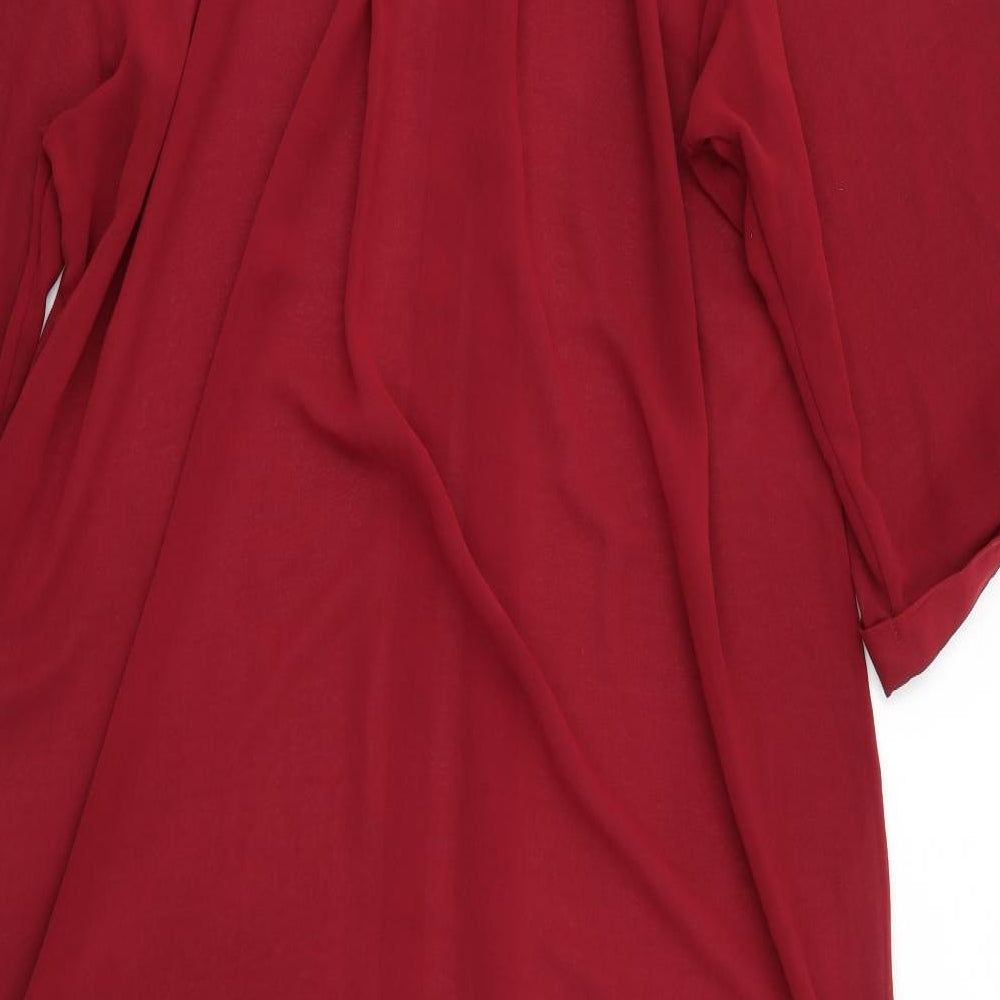 Simply Be Womens Red Polyester Shirt Dress Size 12 Collared Button