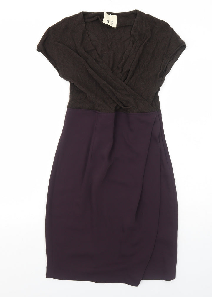 NIU Womens Purple Polyester Ball Gown Size S V-Neck Zip - Wrap Style