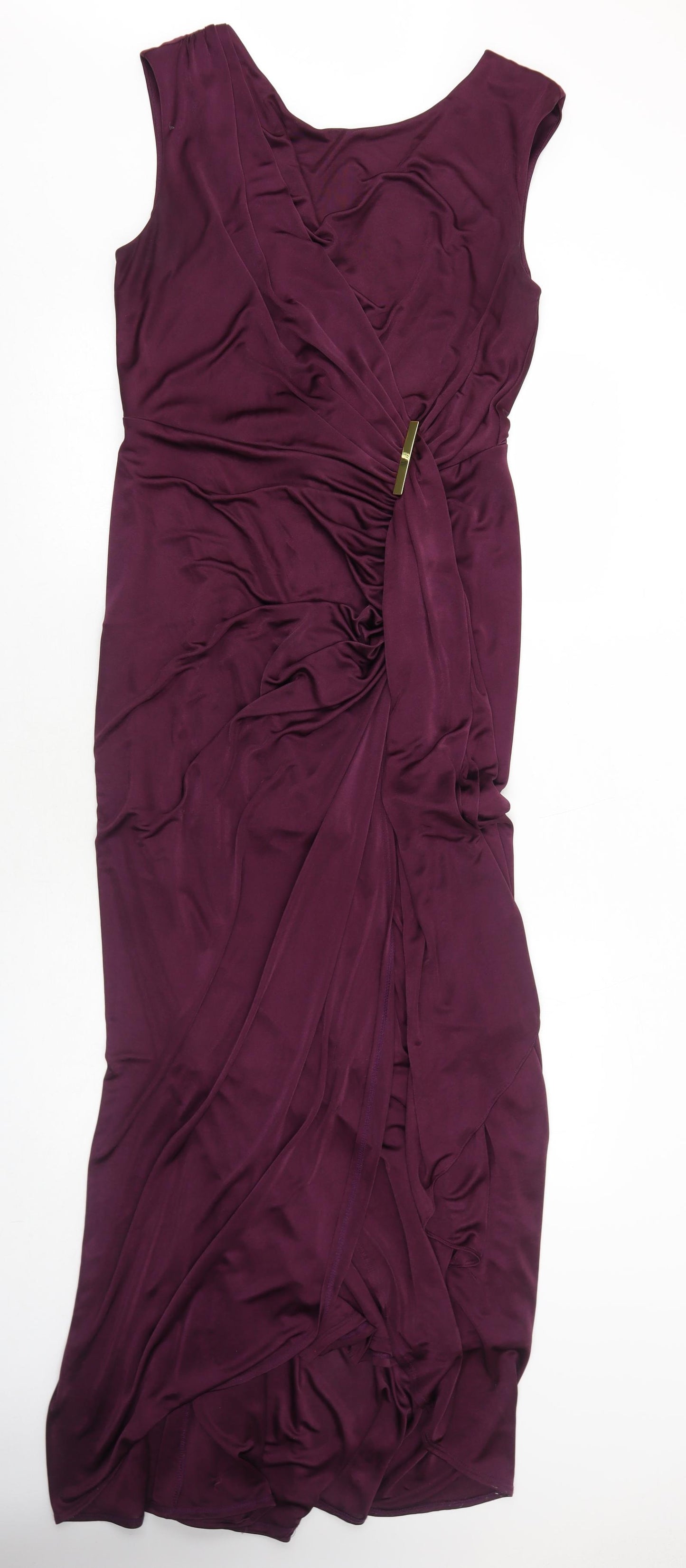 Phase Eight Womens Purple Polyester Ball Gown Size 16 Round Neck Zip