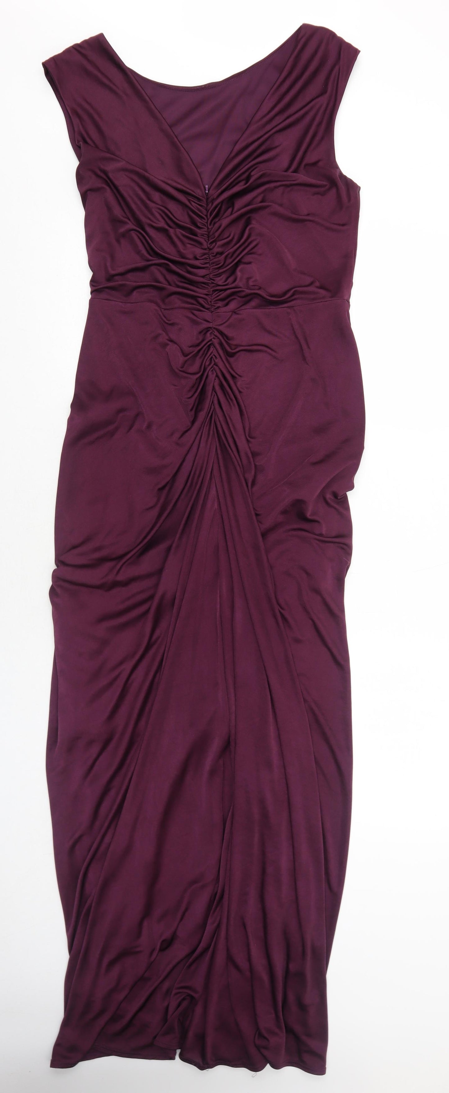 Phase Eight Womens Purple Polyester Ball Gown Size 16 Round Neck Zip