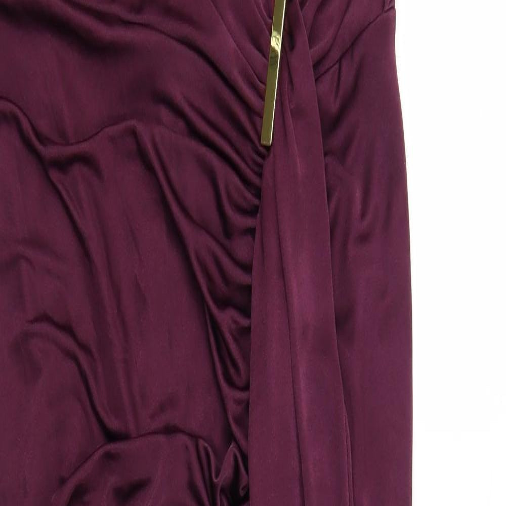Phase Eight Womens Purple Polyester Ball Gown Size 16 Round Neck Zip