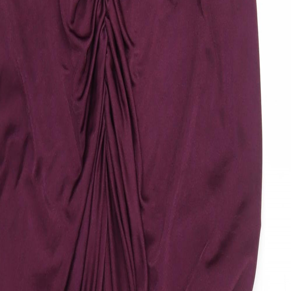 Phase Eight Womens Purple Polyester Ball Gown Size 16 Round Neck Zip