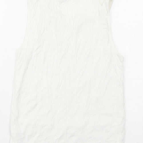 New Look Womens White Viscose Basic Tank Size 8 Round Neck