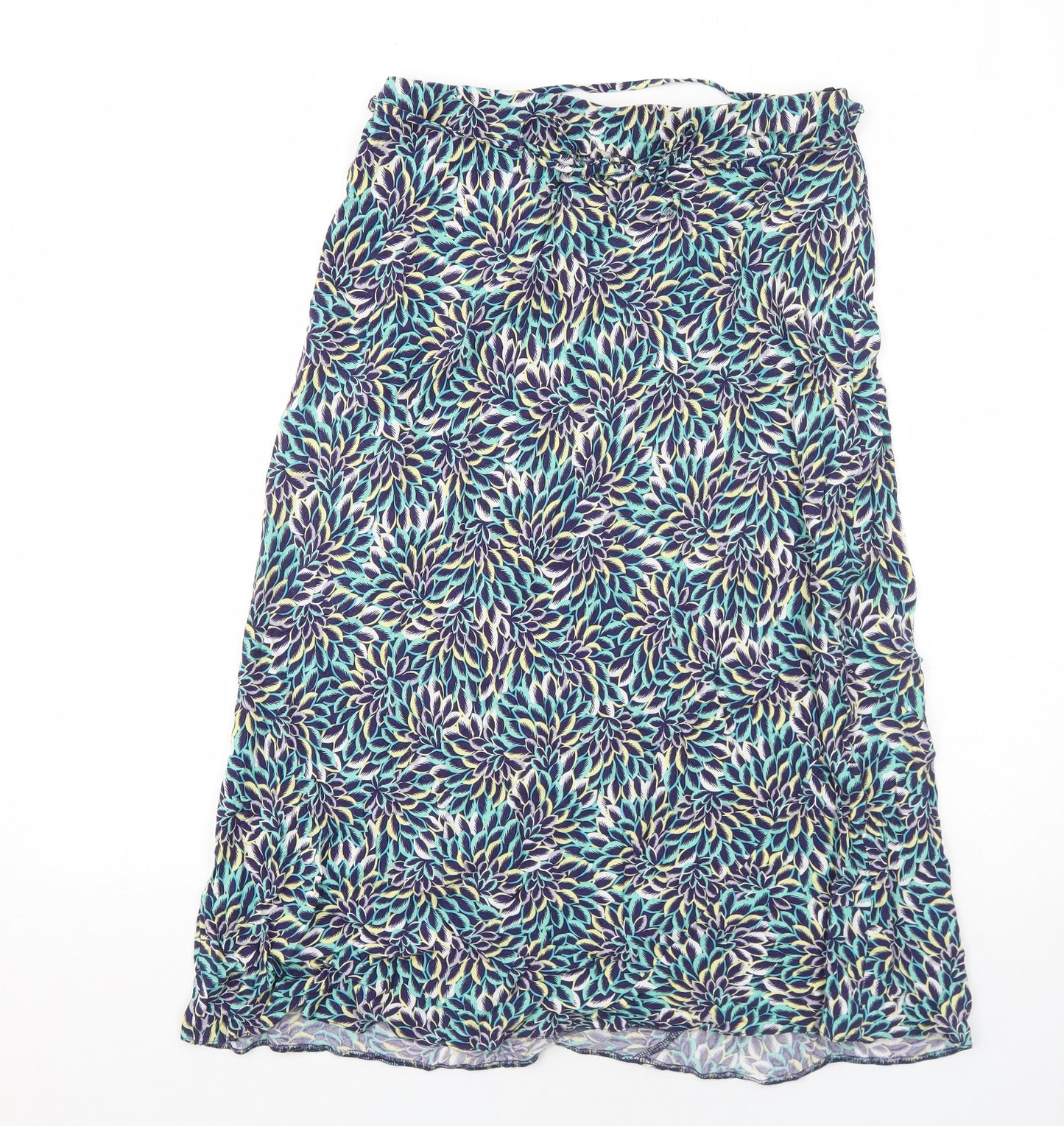 BHS Womens Blue Geometric Viscose Peasant Skirt Size 14