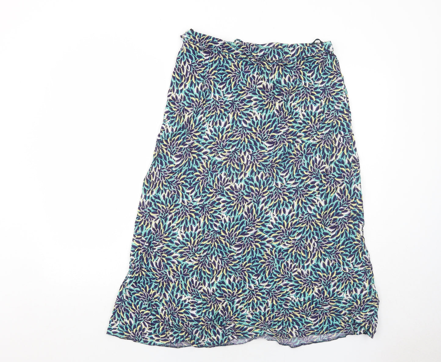 BHS Womens Blue Geometric Viscose Peasant Skirt Size 14