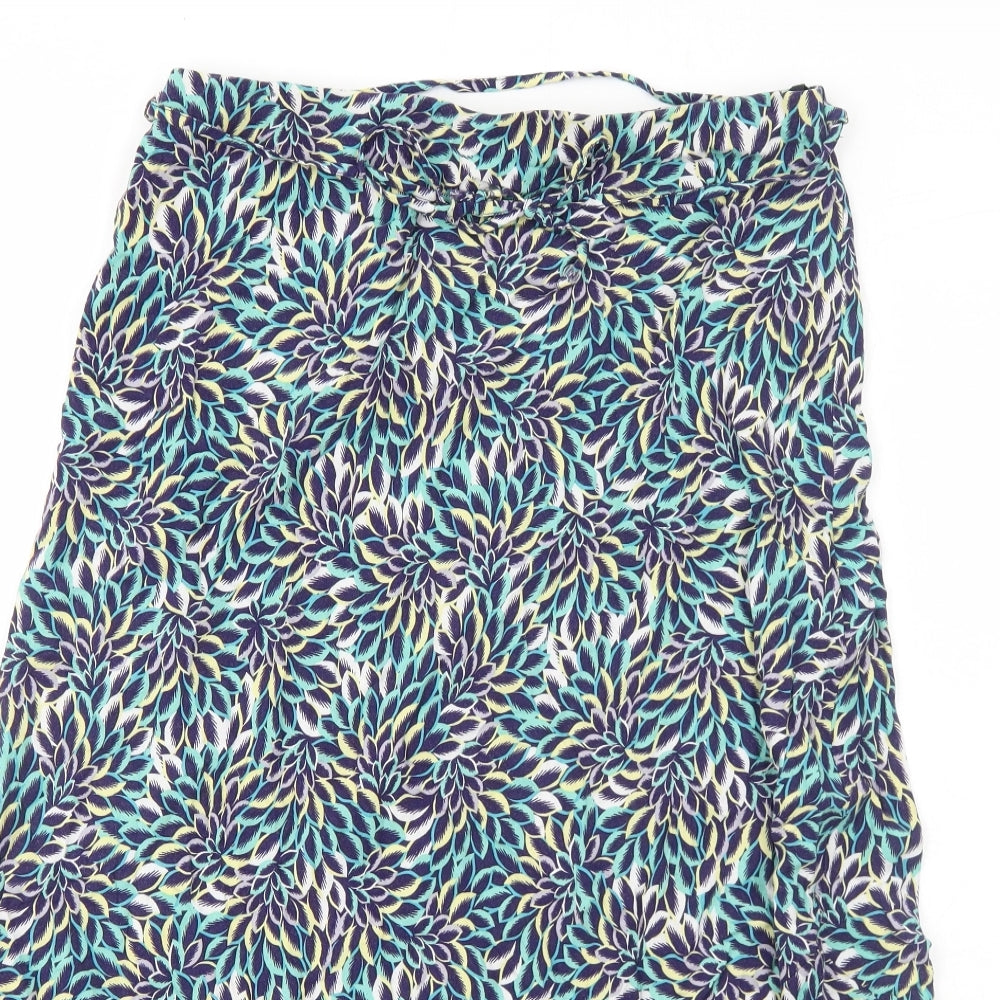 BHS Womens Blue Geometric Viscose Peasant Skirt Size 14