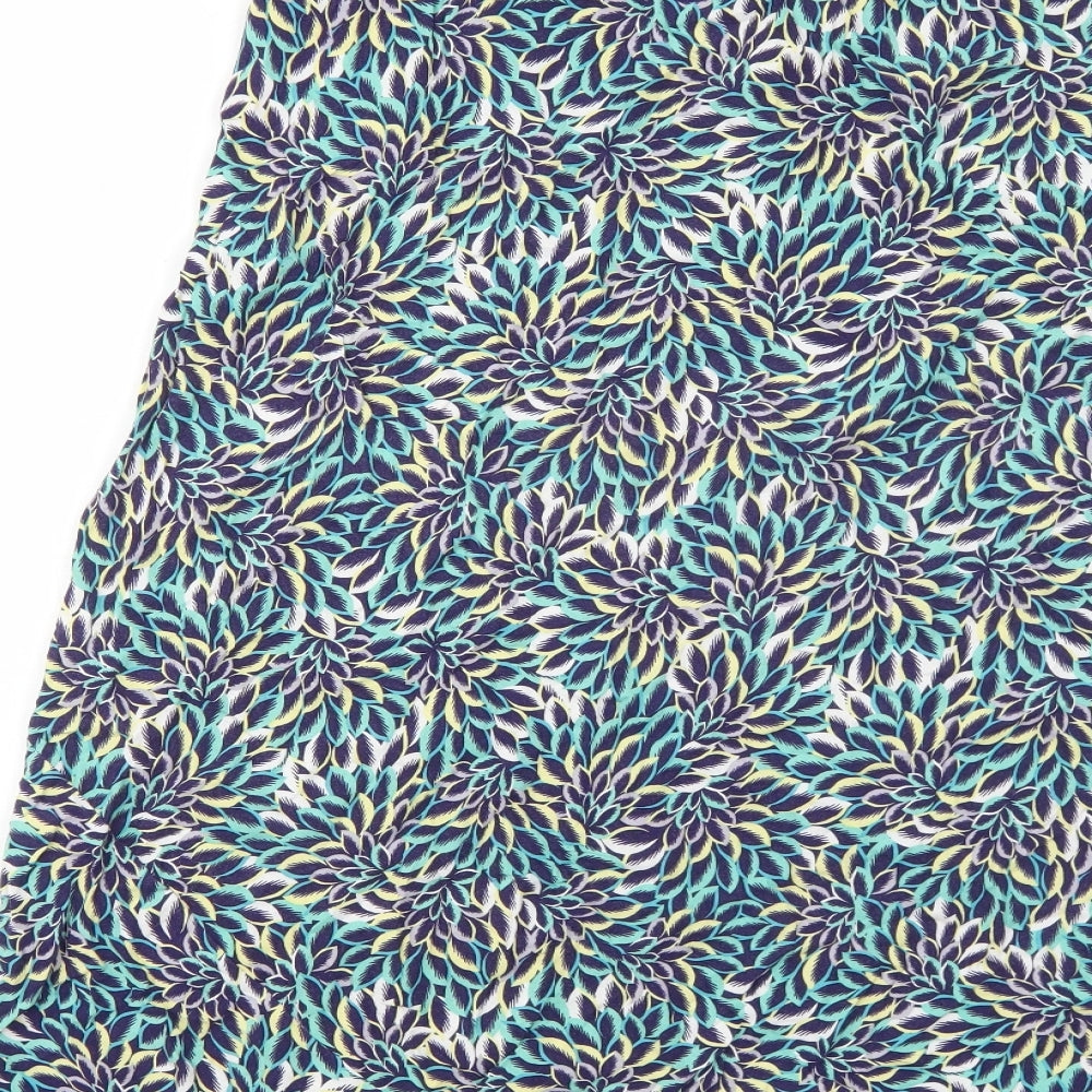 BHS Womens Blue Geometric Viscose Peasant Skirt Size 14