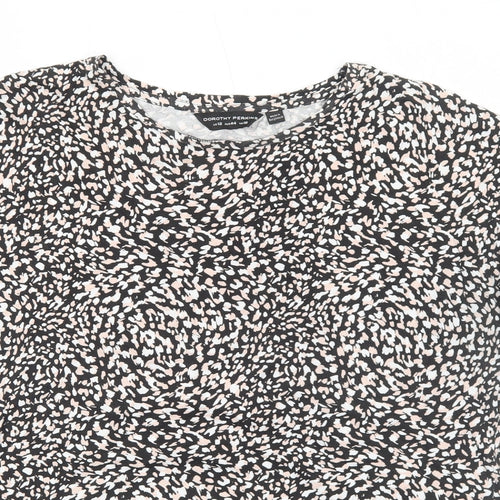 Dorothy Perkins Womens Black Geometric Cotton Basic Blouse Size 16 Round Neck
