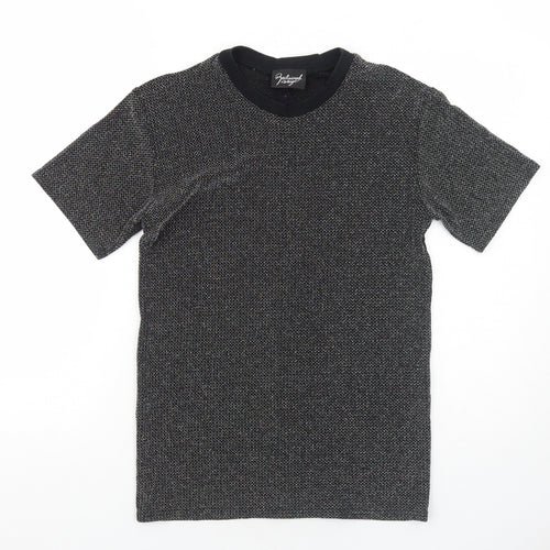 Reclaimed Vintage Womens Black Geometric Polyester Basic T-Shirt Size S Round Neck