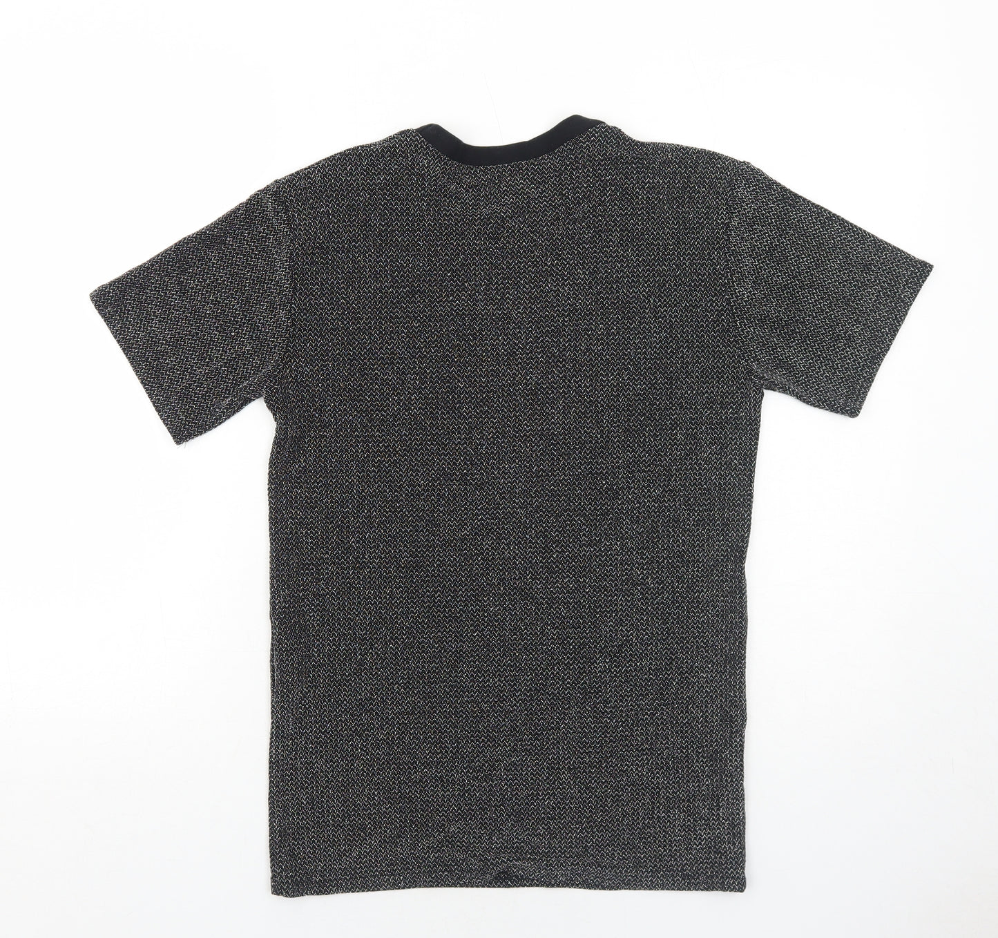 Reclaimed Vintage Womens Black Geometric Polyester Basic T-Shirt Size S Round Neck