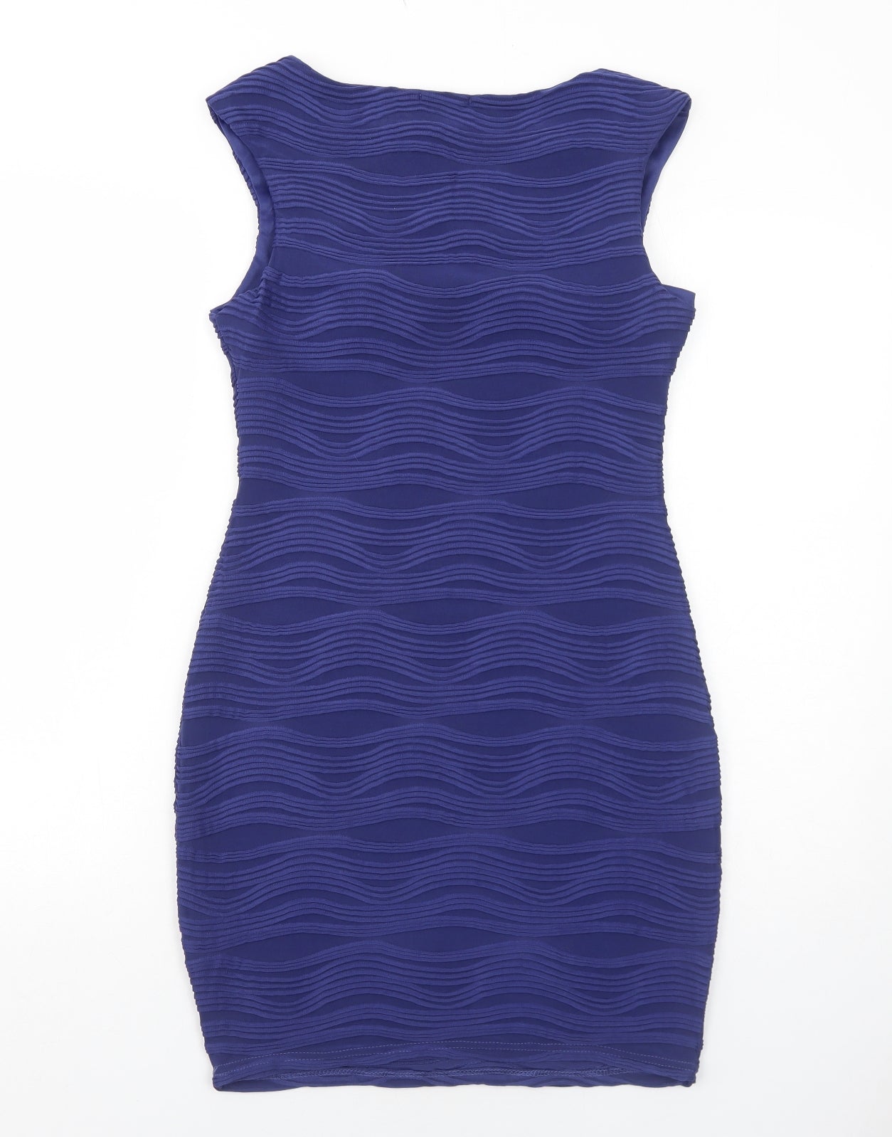 Lipsy Womens Blue Geometric Polyester Bodycon Size 14 Round Neck Pullover