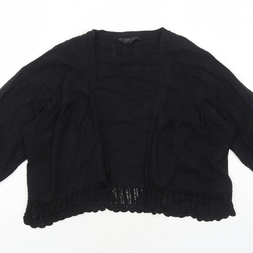 Savida Womens Black V-Neck Acrylic Cardigan Jumper Size 12