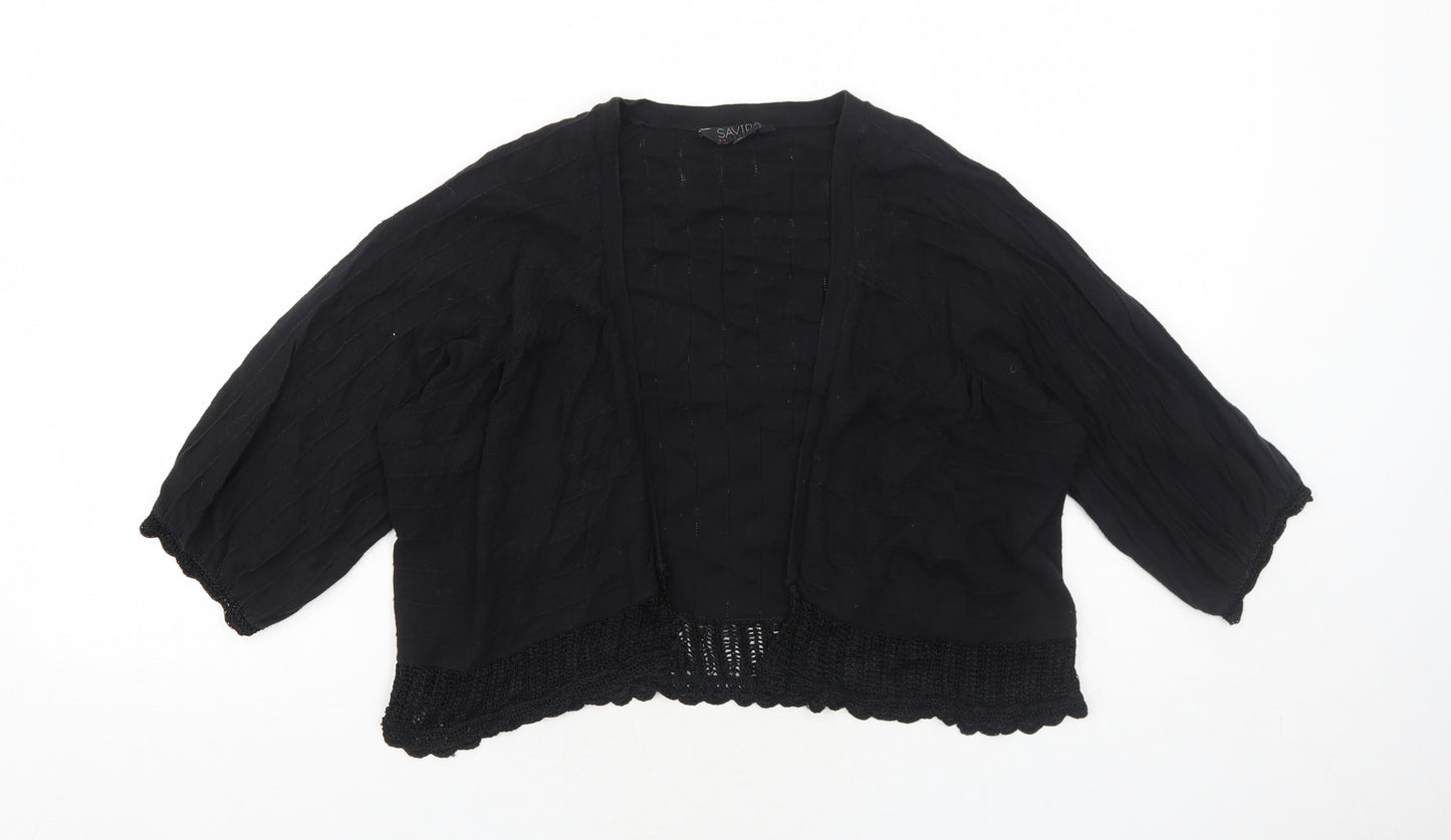Savida Womens Black V-Neck Acrylic Cardigan Jumper Size 12