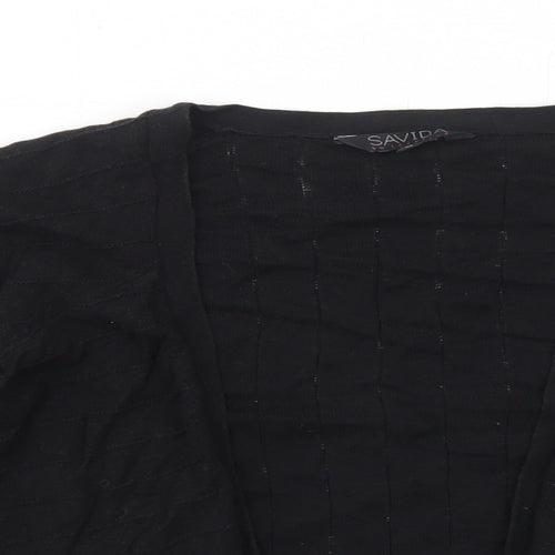 Savida Womens Black V-Neck Acrylic Cardigan Jumper Size 12