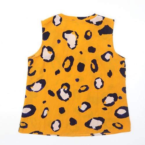 Bonmarché Womens Yellow Geometric Polyester Basic Tank Size 18 V-Neck