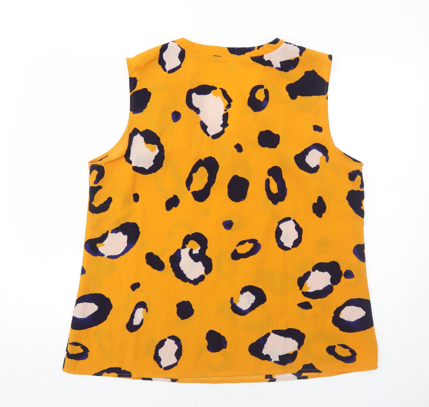 Bonmarché Womens Yellow Geometric Polyester Basic Tank Size 18 V-Neck