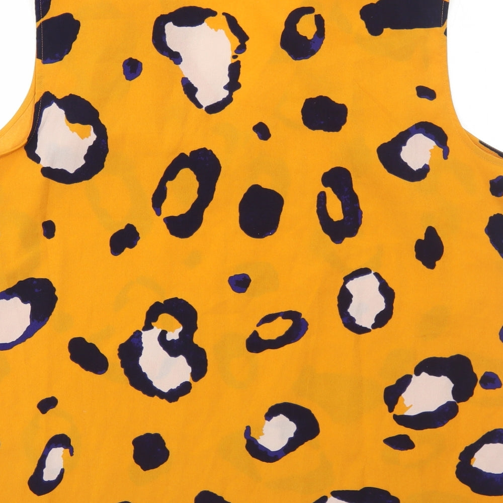 Bonmarché Womens Yellow Geometric Polyester Basic Tank Size 18 V-Neck