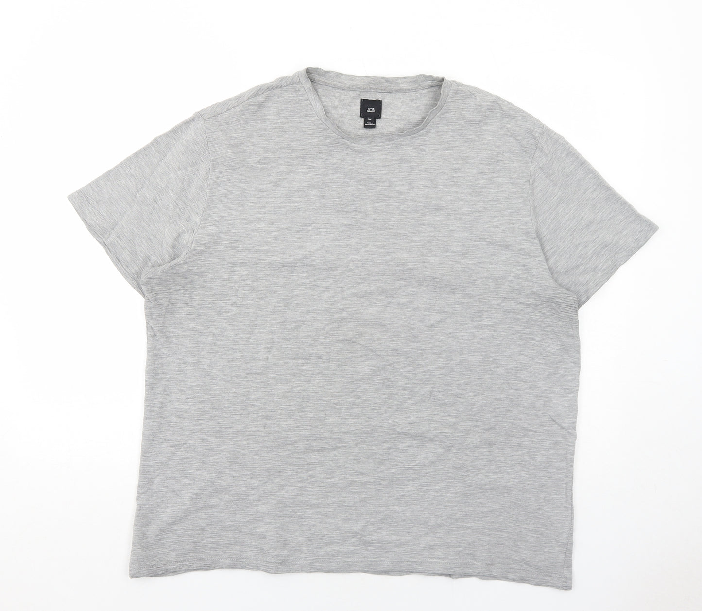 River Island Mens Grey Cotton T-Shirt Size XL Crew Neck