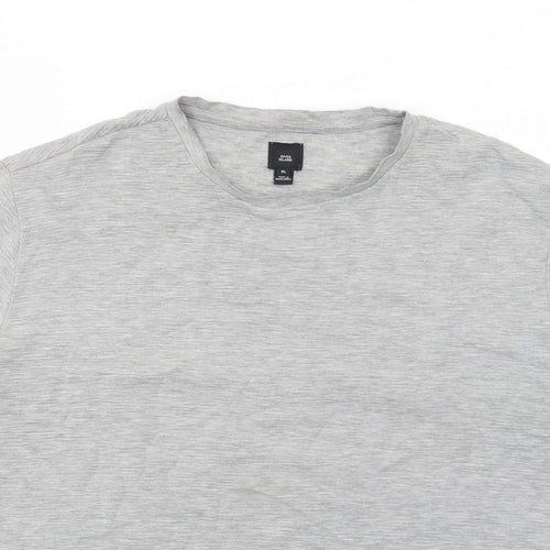 River Island Mens Grey Cotton T-Shirt Size XL Crew Neck