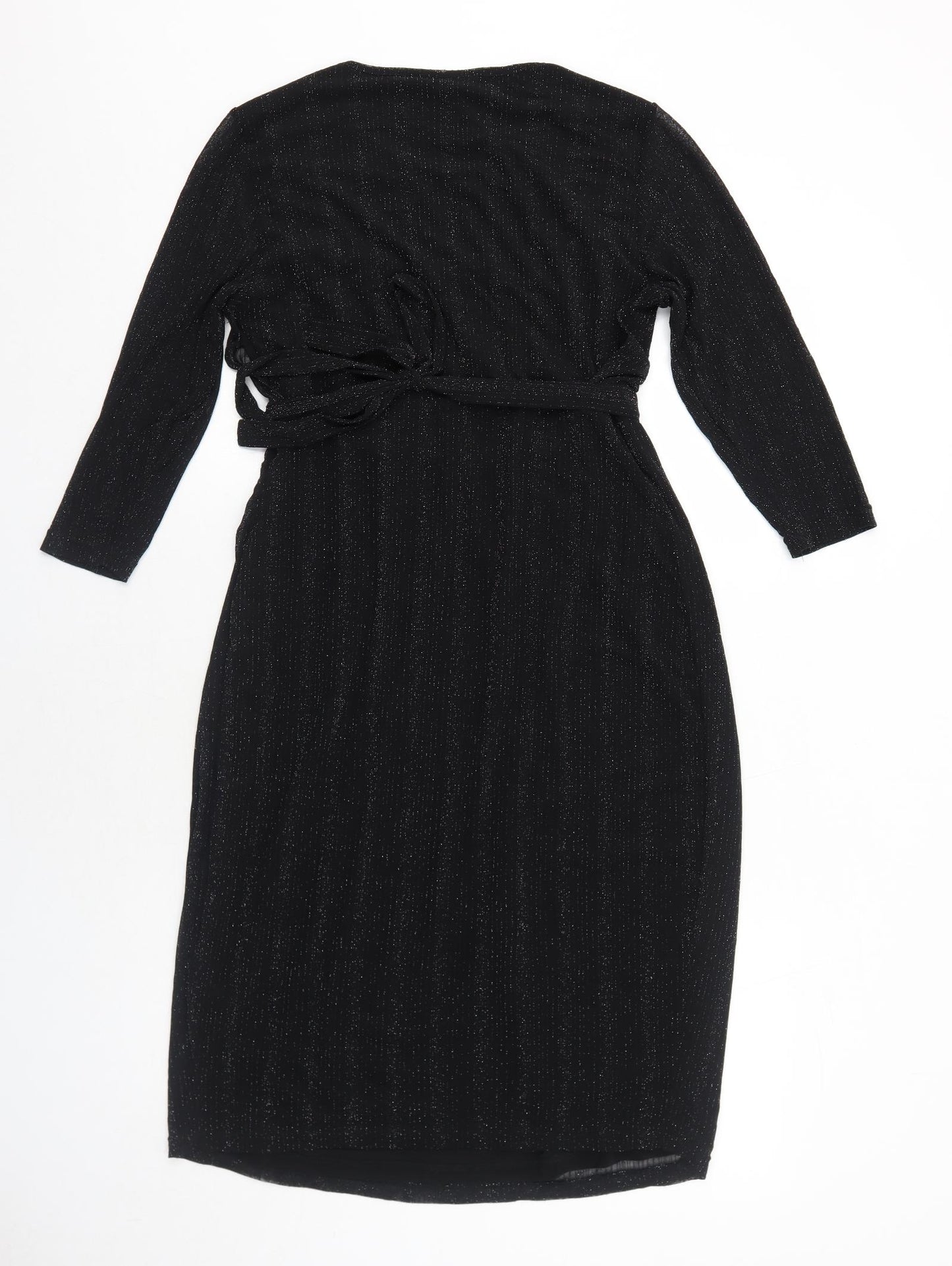 JoJo Maman Bébé Womens Black Striped Polyamide Trapeze & Swing Size S Round Neck Pullover