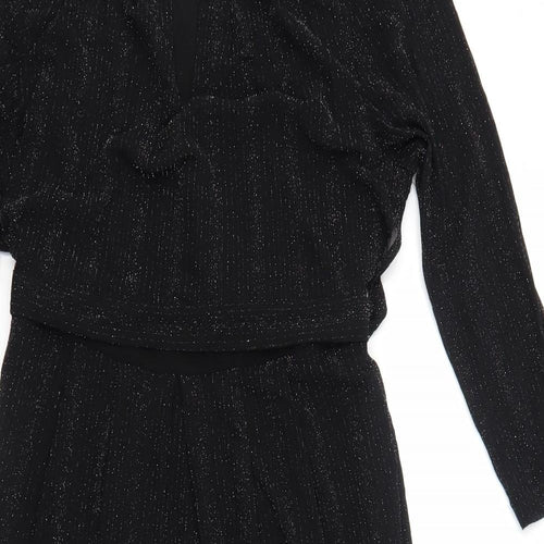 JoJo Maman Bébé Womens Black Striped Polyamide Trapeze & Swing Size S Round Neck Pullover