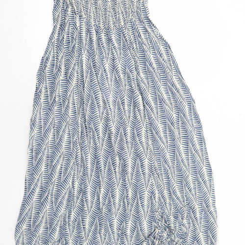 Moolooa Womens Blue Geometric Rayon Trapeze & Swing Size 10 Off the Shoulder Pullover
