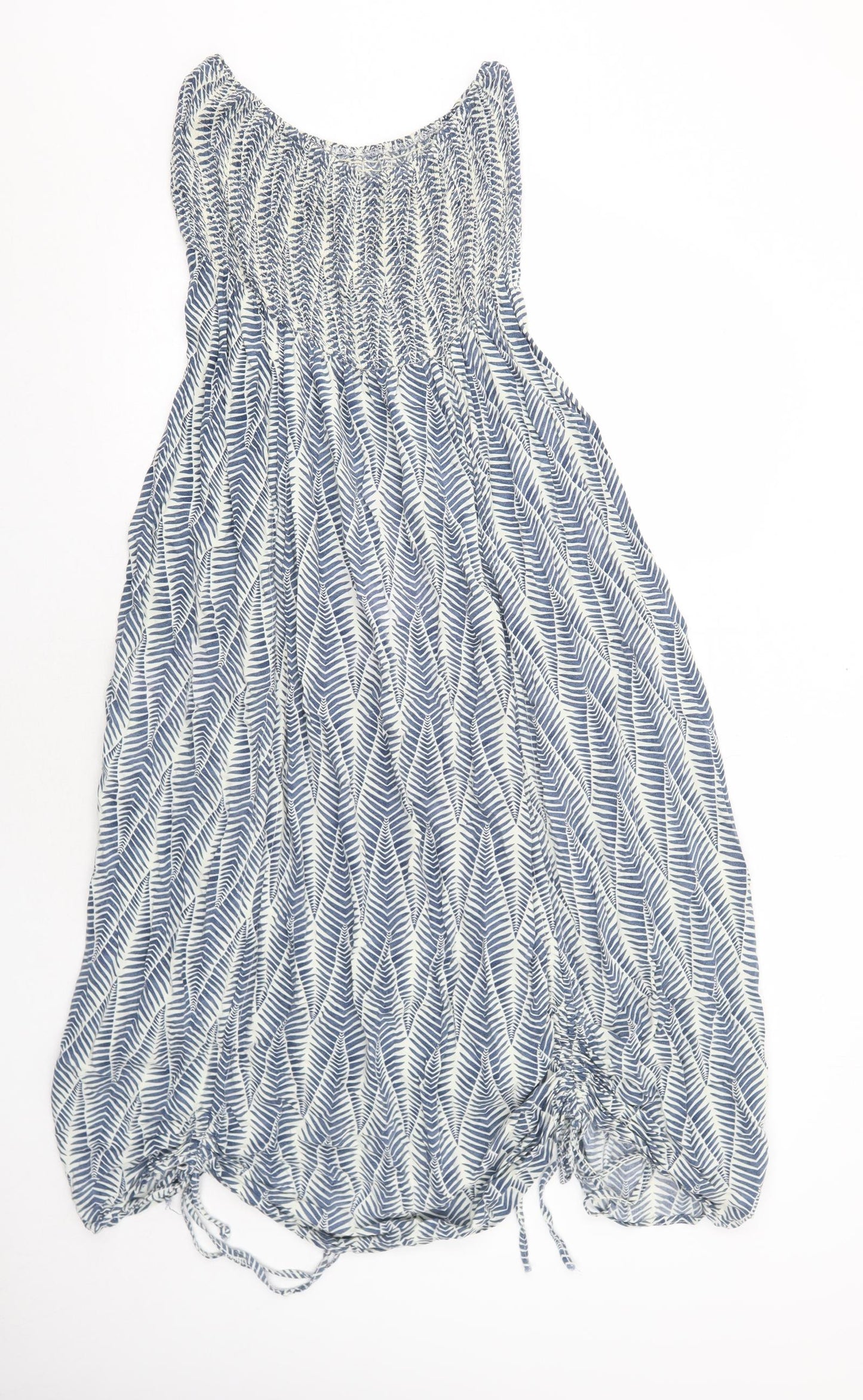 Moolooa Womens Blue Geometric Rayon Trapeze & Swing Size 10 Off the Shoulder Pullover