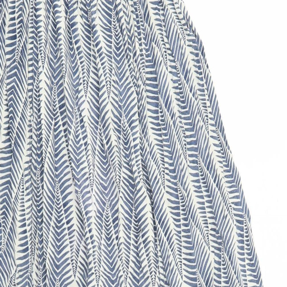 Moolooa Womens Blue Geometric Rayon Trapeze & Swing Size 10 Off the Shoulder Pullover