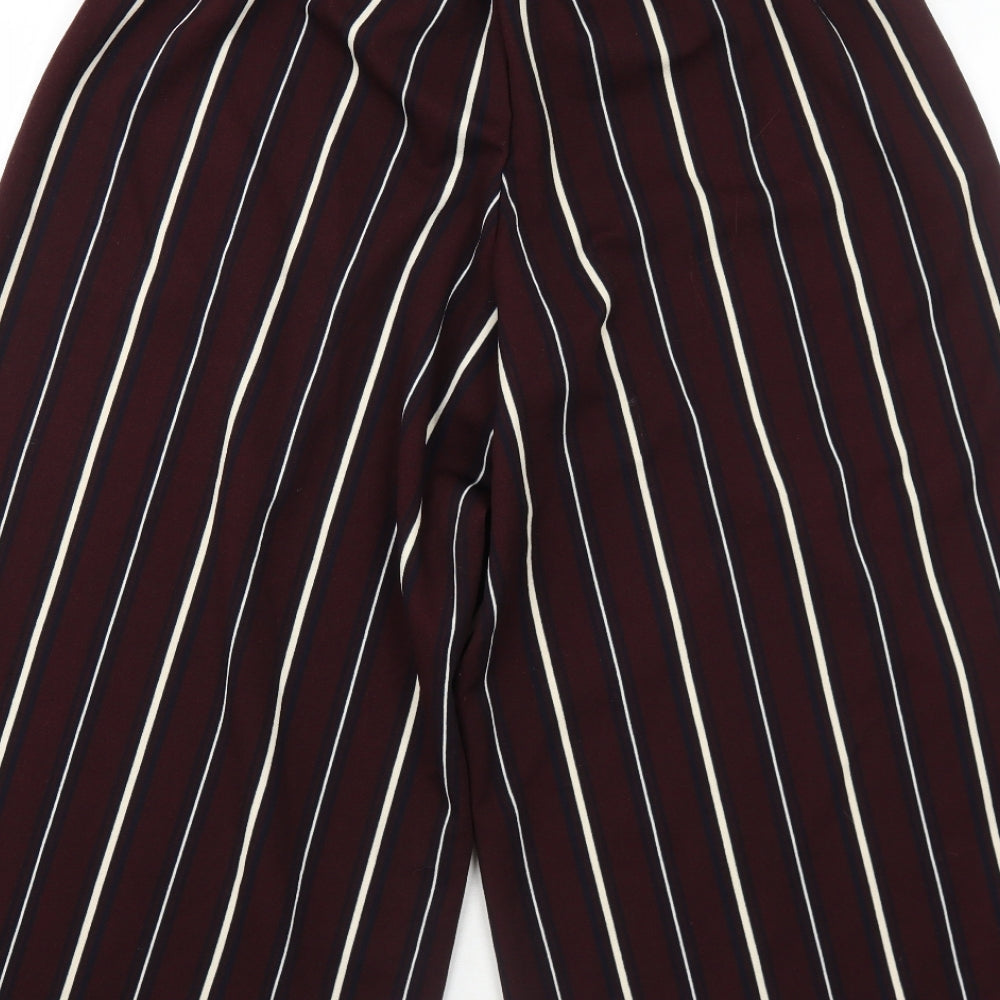 Lunacion Womens Red Striped Polyester Trousers Size M Regular