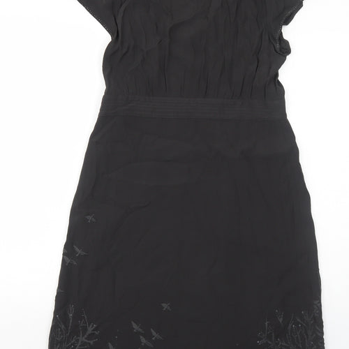 White Stuff Womens Grey Geometric Viscose Trapeze & Swing Size 12 Round Neck Zip