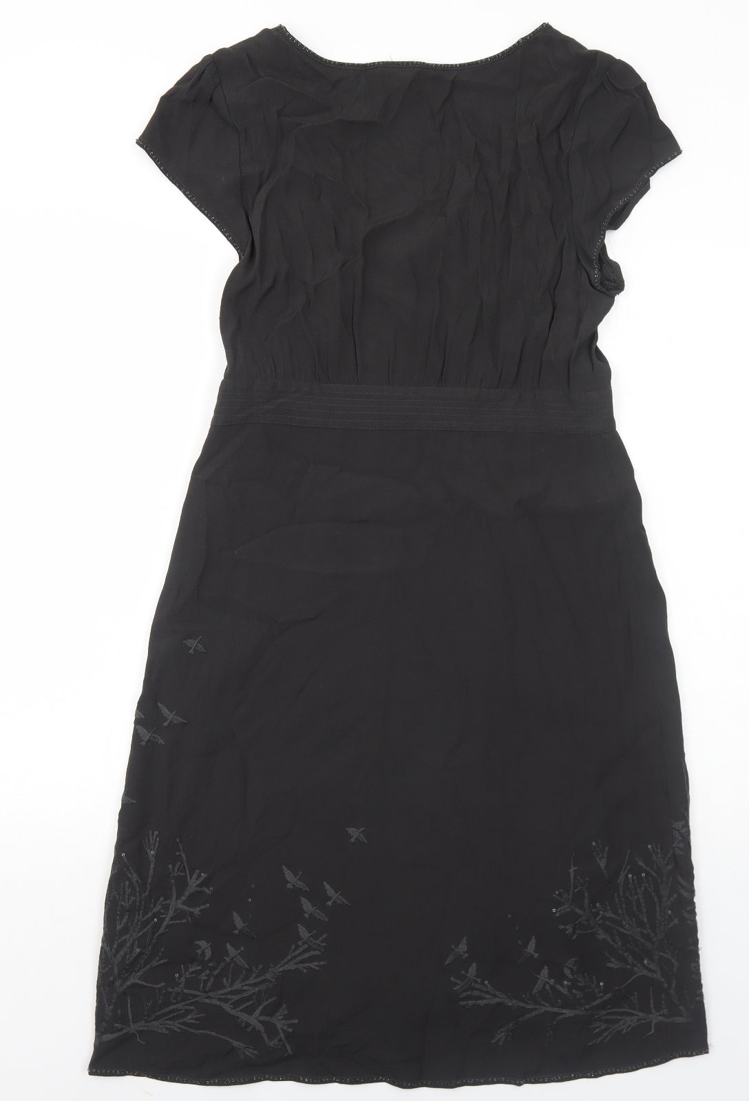 White Stuff Womens Grey Geometric Viscose Trapeze & Swing Size 12 Round Neck Zip