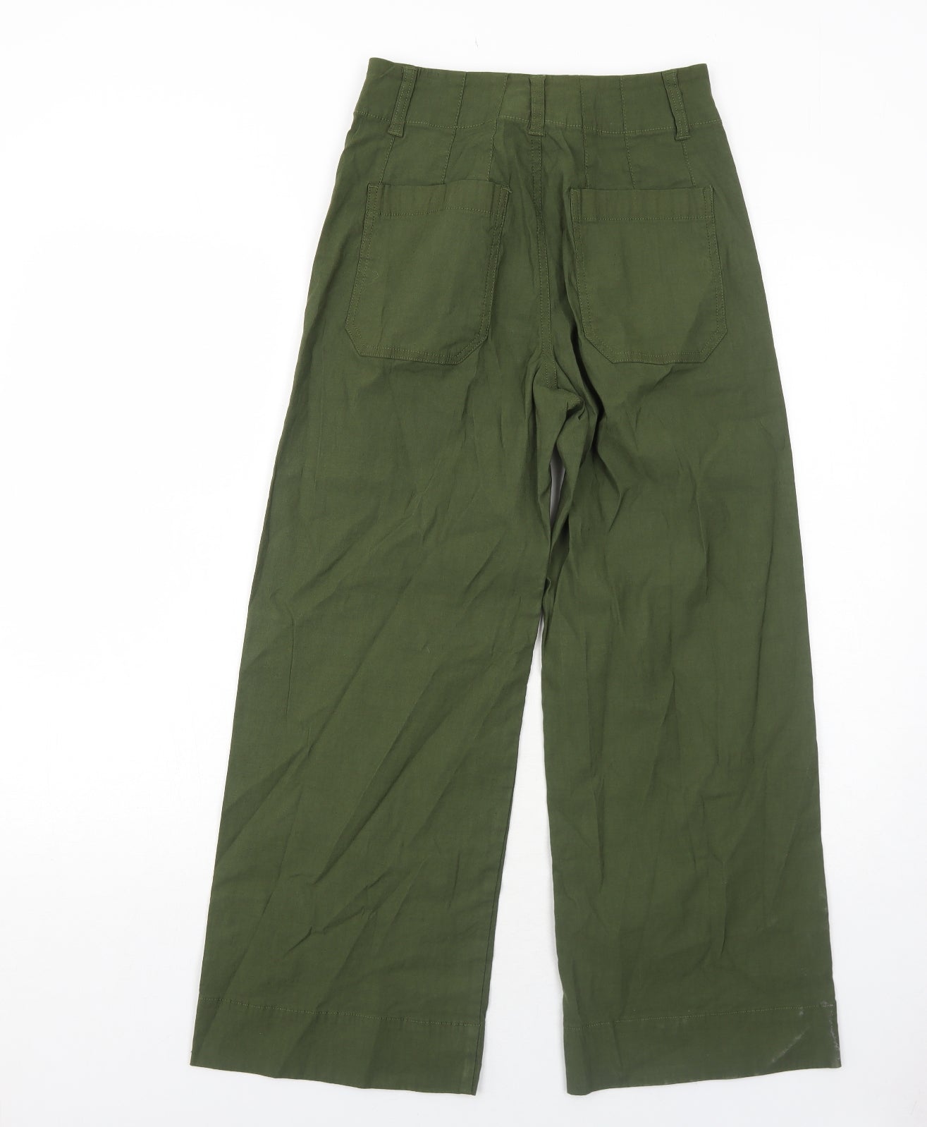 Anthropologie Womens Green Viscose Trousers Size 6 Regular Zip