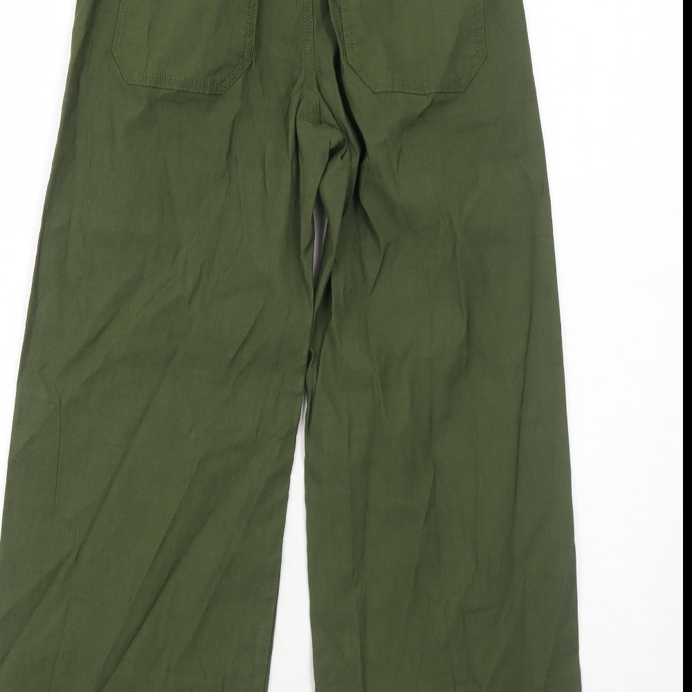 Anthropologie Womens Green Viscose Trousers Size 6 Regular Zip