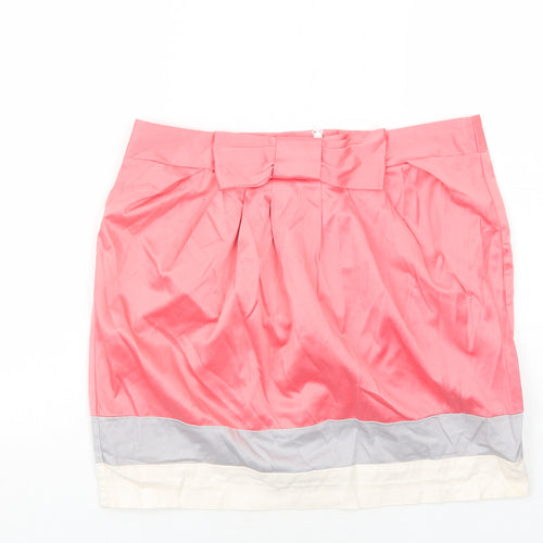 Cambra Style Womens Pink Polyester A-Line Skirt Size 12 Zip
