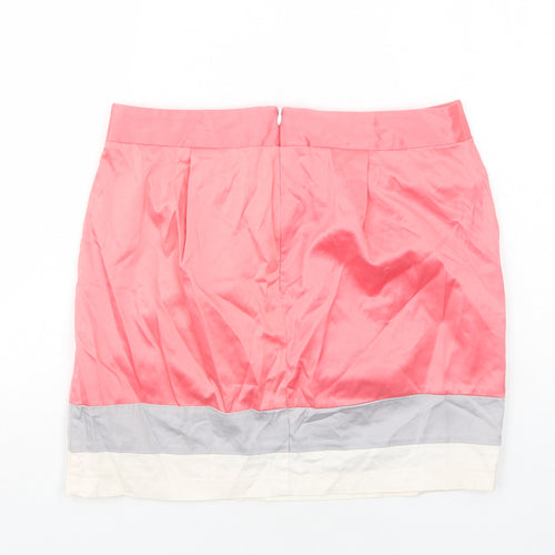 Cambra Style Womens Pink Polyester A-Line Skirt Size 12 Zip