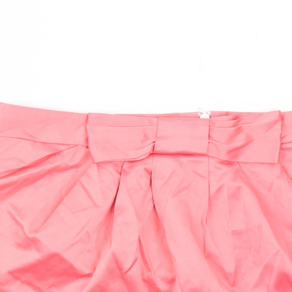 Cambra Style Womens Pink Polyester A-Line Skirt Size 12 Zip