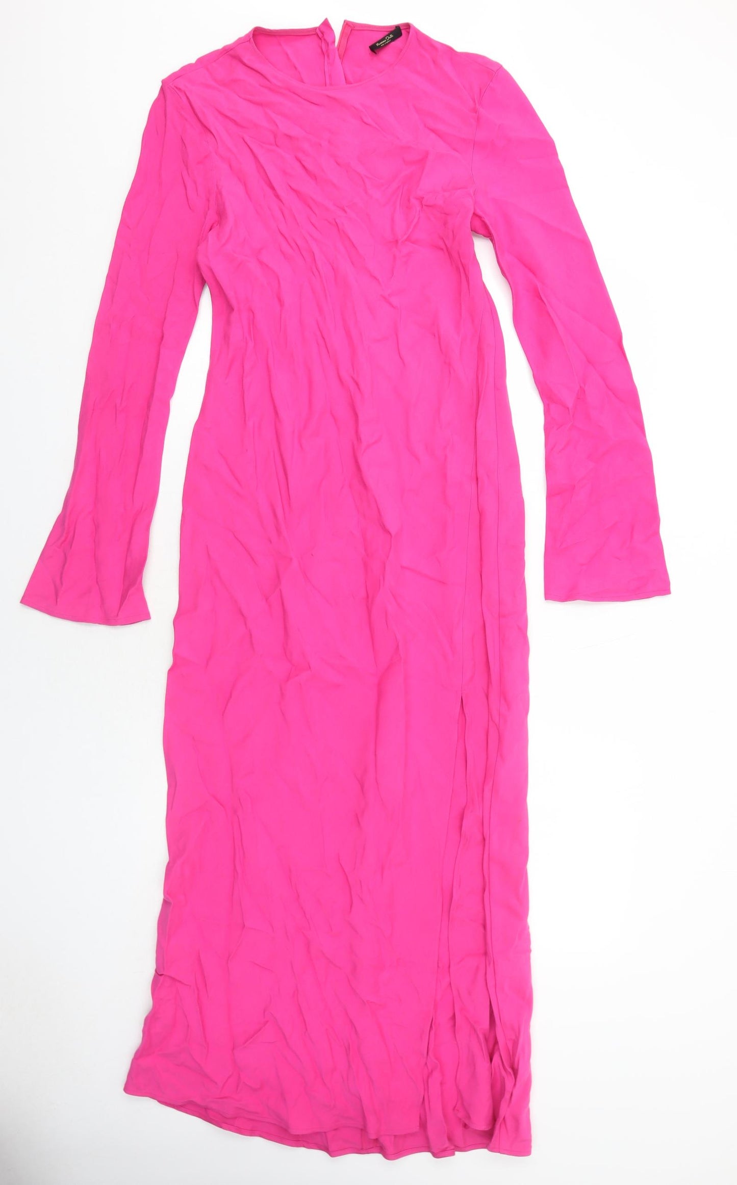 Massimo Dutti Womens Pink Viscose Maxi Size M Round Neck Zip