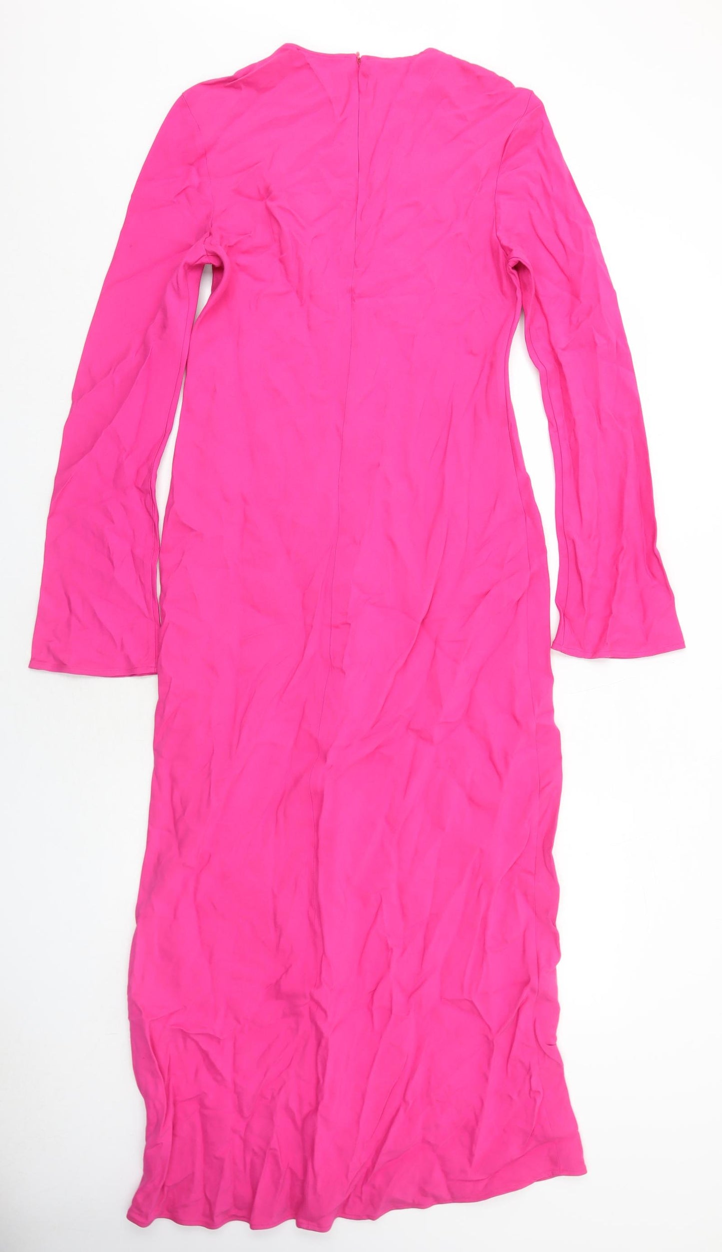 Massimo Dutti Womens Pink Viscose Maxi Size M Round Neck Zip