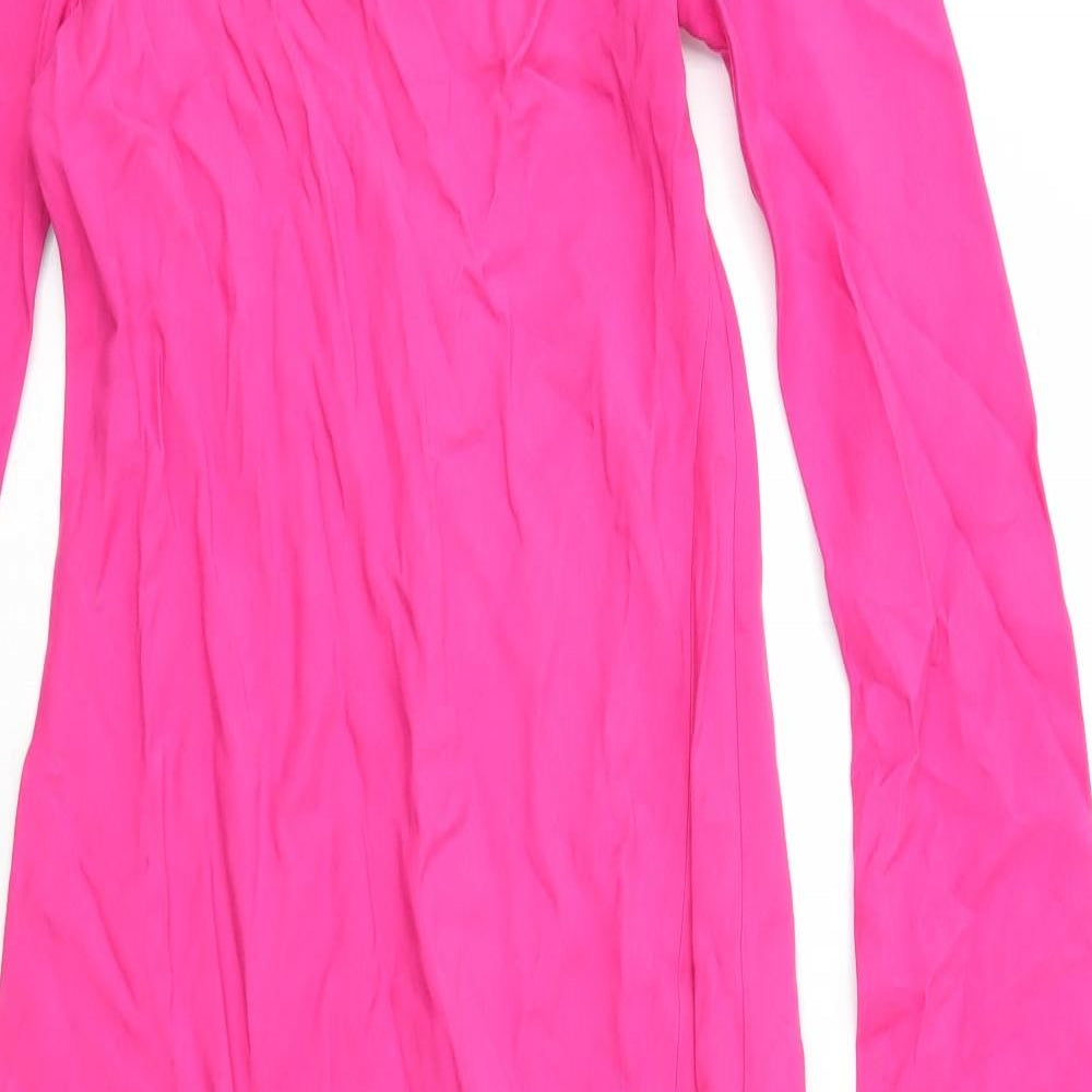 Massimo Dutti Womens Pink Viscose Maxi Size M Round Neck Zip