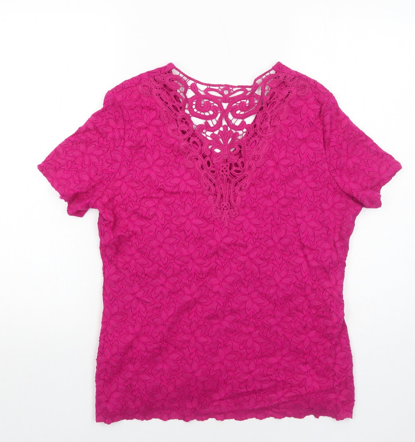 Per Una Womens Pink Viscose Basic T-Shirt Size 16 V-Neck