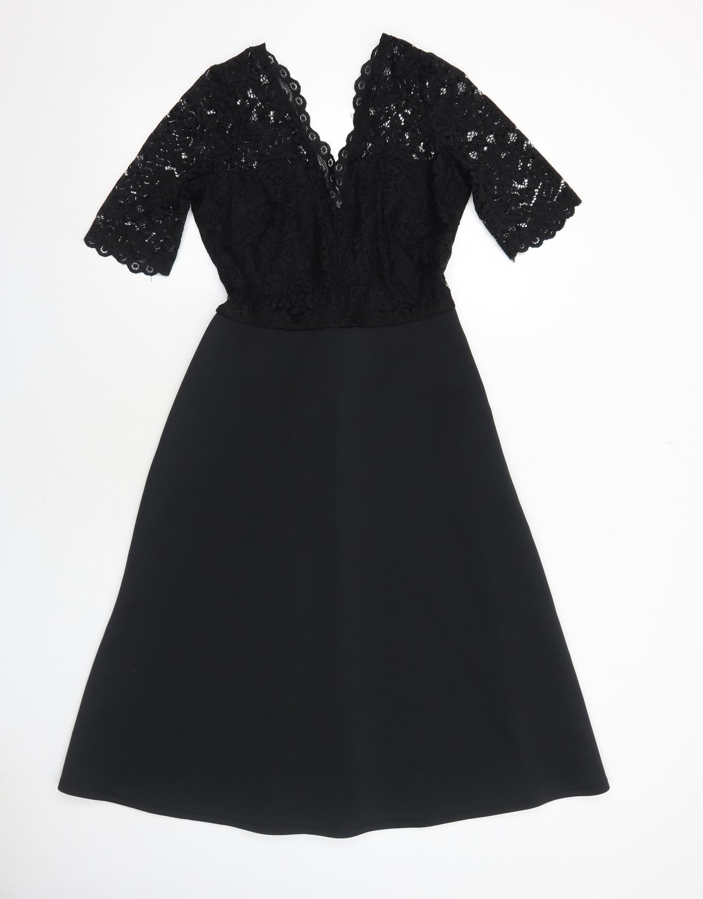 ASOS Womens Black Polyester Trapeze & Swing Size 10 V-Neck Pullover