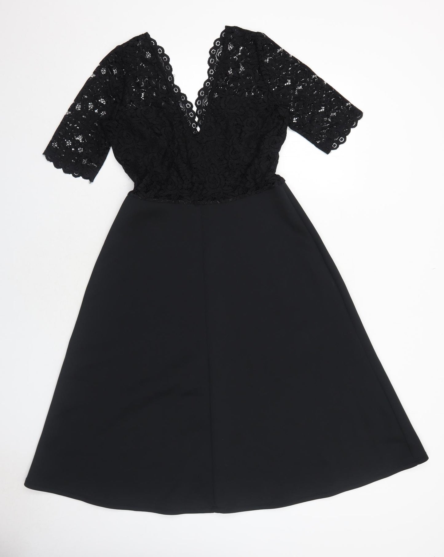ASOS Womens Black Polyester Trapeze & Swing Size 10 V-Neck Pullover