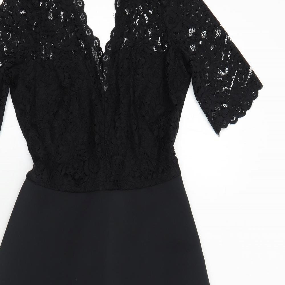 ASOS Womens Black Polyester Trapeze & Swing Size 10 V-Neck Pullover