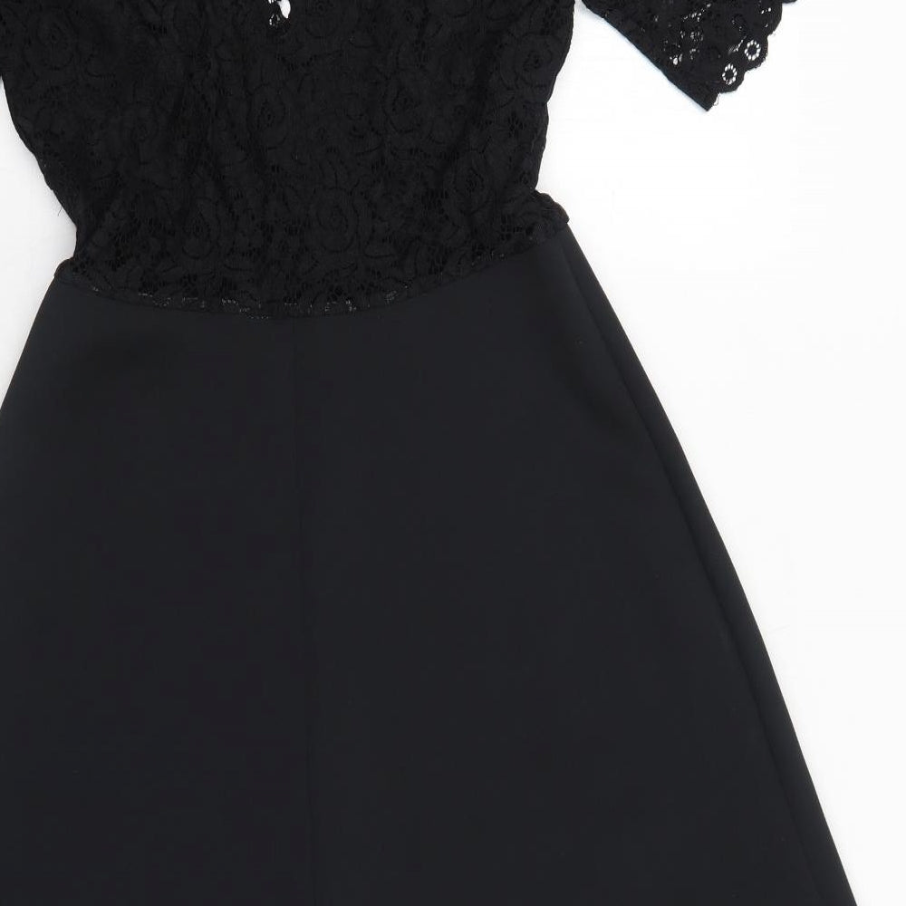 ASOS Womens Black Polyester Trapeze & Swing Size 10 V-Neck Pullover