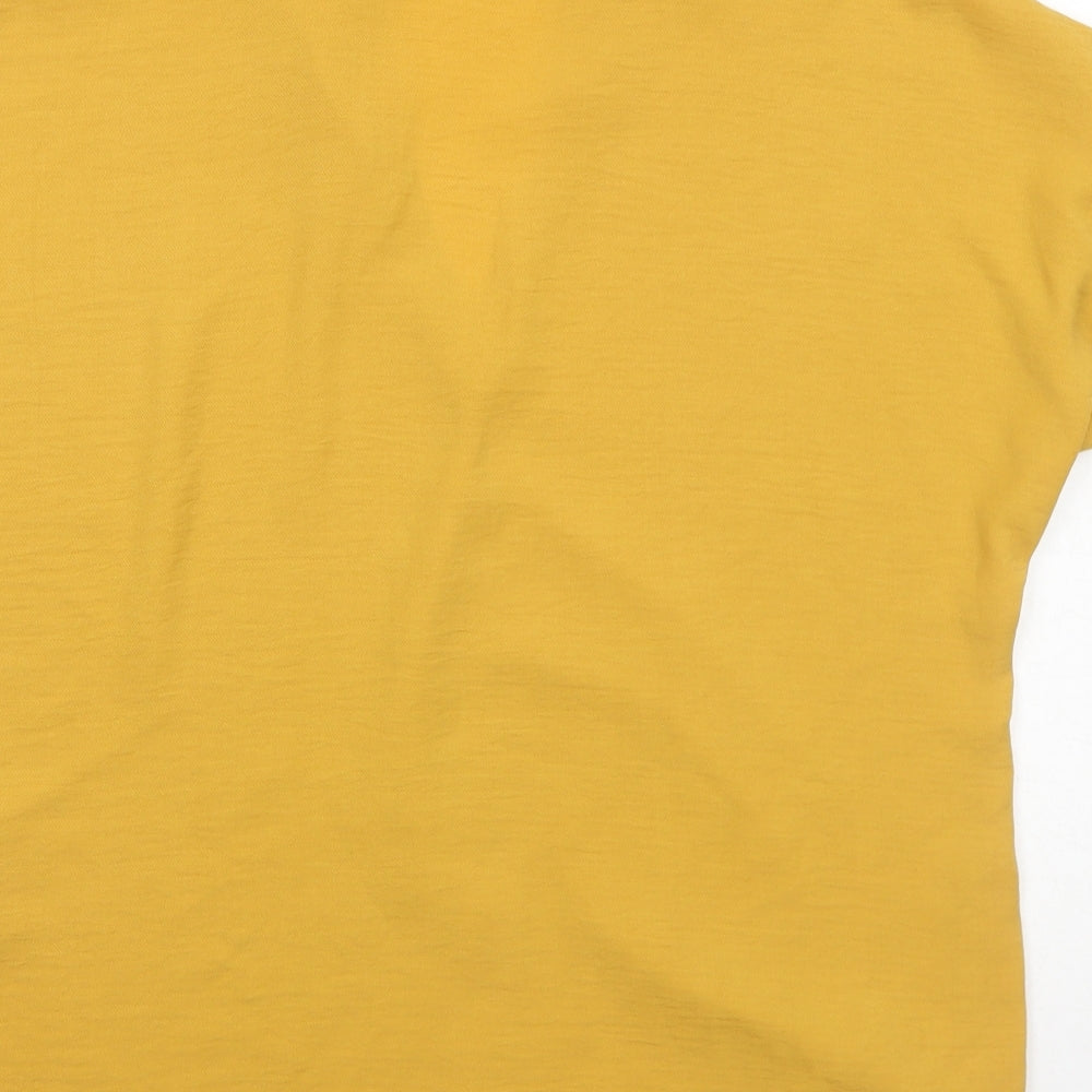 New Look Womens Yellow Polyester Basic Blouse Size 12 V-Neck