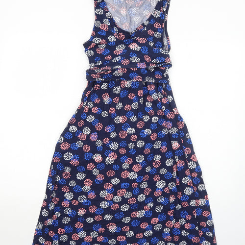 JoJo Maman Bébé Womens Blue Geometric Viscose Trapeze & Swing Size S Round Neck Pullover