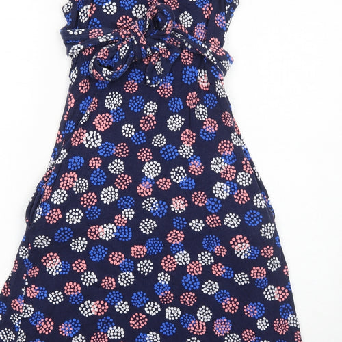 JoJo Maman Bébé Womens Blue Geometric Viscose Trapeze & Swing Size S Round Neck Pullover